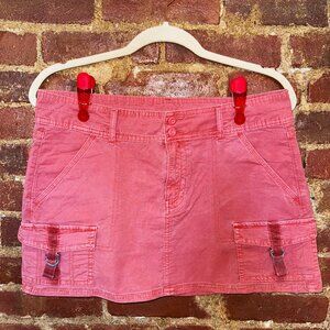 Red Cargo Mini Skirt
